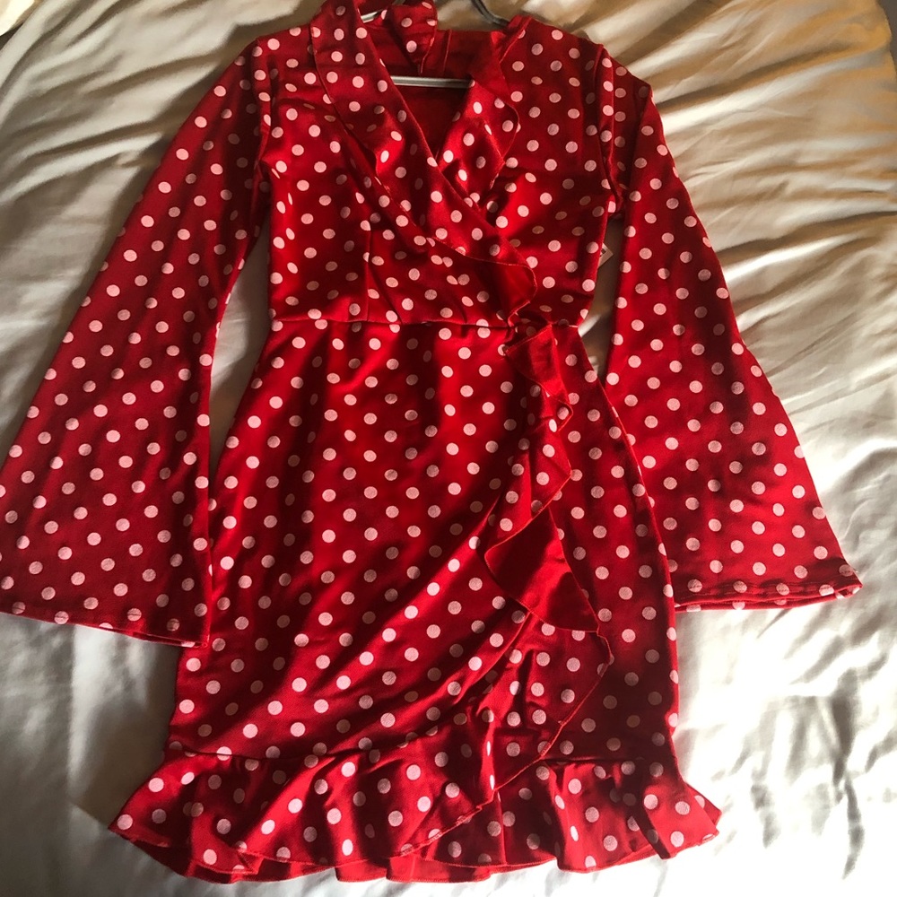 Polka dot wrap dress